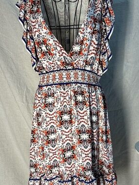 Sophie Max Boho Cottage Core Hi-low hem ruffle dress XL
